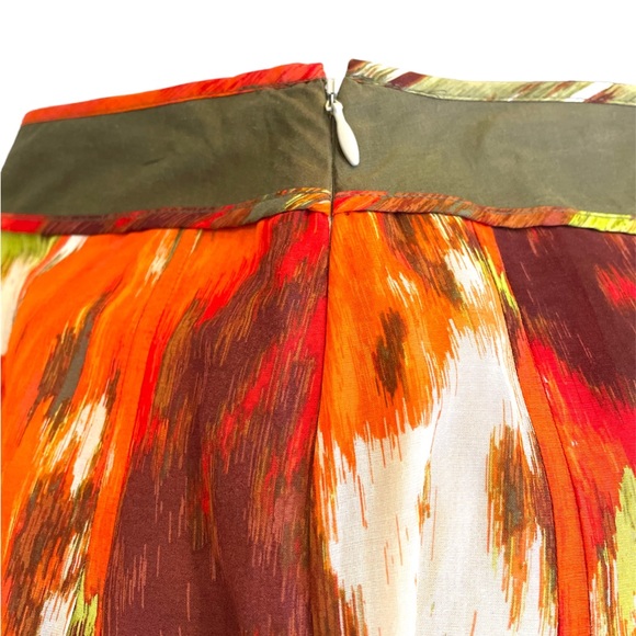 Talbots vivid silk blend print skirt w/grosgrain trim - Picture 4 of 5
